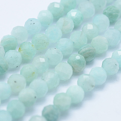 Amazonite Natural Amazonite Beads Strands, Faceted, Round, Grade AA, 4mm, Hole: 1mm, about 95pcs/strand, 15.35 inch(39cm)