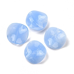 Cornflower Blue Opaque Acrylic Beads, Wave Flat Round, Cornflower Blue, 24x6mm, Hole: 1.8mm, about 255pcs/500g