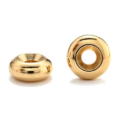 Настоящее золото 24K Spacer бисер латунные, долговечный, плоско-круглые, реальный 24 k позолоченный, 7.5x3 мм, отверстие : 2 мм