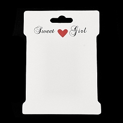 Humo Blanco Tarjetas de papel para exhibir lazos para el cabello, rectángulo con palabra corazón, whitesmoke, 11.1x7.95x0.05 cm, agujero: 24x8 mm