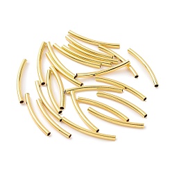 Золотой Бисера латунной трубки, изогнутые, сгладить, золотые, 25x2 мм, отверстие : 1 мм