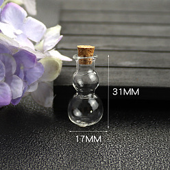 Autres Contenants de billes de verre transparent, avec du liège, souhaitant bouteille, forme gourde, 1.7x3.1 cm