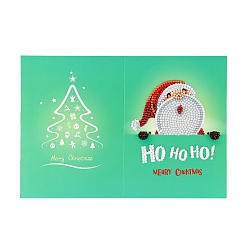 Santa Claus Наборы поздравительных открыток с алмазной росписью своими руками, включая бумажную карту, бумажный конверт, смола стразы, алмазная липкая ручка, поднос тарелка и клей глина, Дед Мороз, бумага: 180x260 мм, 1 PC