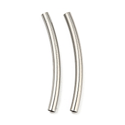 Stainless Steel Color 304 Stainless Steel Tube Beads, Curved Tube, Stainless Steel Color, 25x2mm, Hole: 1.5mm