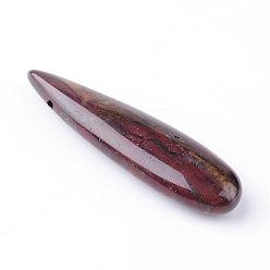 Jaspe Arc-en-Ciel Rouge Pendentifs en jaspe arc-en-ciel rouge naturel, larme, 35~37x10x5~6mm, Trou: 1mm