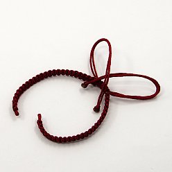 Rouge Foncé Cordon tressé en nylon pour la fabrication de bracelets de bricolage, rouge foncé, 145~155x5x2mm, Trou: 2~4mm