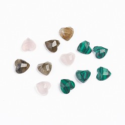 Смешанные камни Натуральные и синтетические смешанные каменные кабошоны, сердце, граненые, 5.5x6x2.5 мм