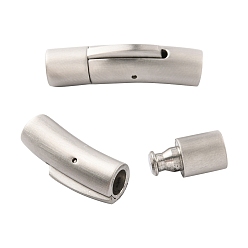 Stainless Steel Color Matte Column 304 Stainless Steel Bayonet Clasps, Stainless Steel Color, 29x7mm, Hole: 5mm