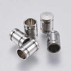 Stainless Steel Color 304 Stainless Steel Cord End Caps, Column, Stainless Steel Color, 7x5mm, Hole: 4mm