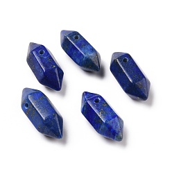 Lapislázuli Colgantes puntiagudos de doble terminal de lapislázuli natural, teñido, encanto de bala facetada, 18.5~20x8~9x8~9 mm, agujero: 1.5 mm