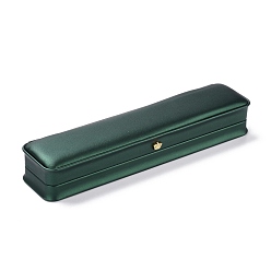 Verde Oscuro Joyero de cuero pu, con corona de resina, para caja de embalaje de collar, Rectángulo, verde oscuro, 5.6x24.2x3.8 cm