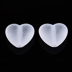 Wheat Transparent Acrylic Beads, Frosted, Heart, Wheat, 17x18x8mm, Hole: 2mm