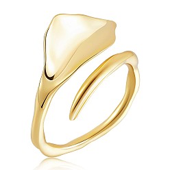 Golden 925 Sterling Silver Triangle Open Cuff Ring for Men Women, Golden, US Size 9(18.9mm)