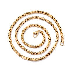 Золотой 304 из нержавеющей стали коробки цепи ожерелья, с карабин-лобстерами , золотые, 19.7 дюйм (50 см), 3.5 мм
