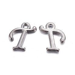 Letter T Gunmetal Plated Alloy Letter Pendants, Rack Plating, Cadmium Free & Lead Free, Letter.T, 13x9x2mm, Hole: 1.5mm