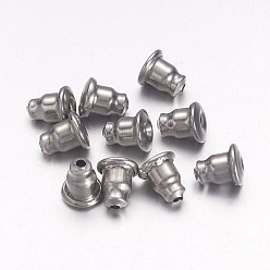 Stainless Steel Color 304 Stainless Steel Ear Nuts, Bullet Earring Backs, Stainless Steel Color, 6x5mm