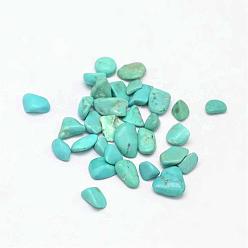 Dark Turquoise Dyed & Heated Natural Magnesite Chip Beads, No Hole/Undrilled, Dark Turquoise, 3~9x1~4mm