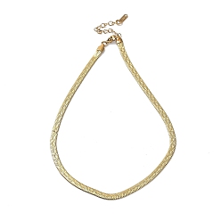 Real 18K Gold Plated Ion Plating(IP) 304 Stainless Steel Herringbone Chain Necklace, Real 18K Gold Plated, 15.75 inch(40cm)