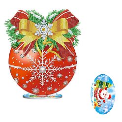 Christmas Bell Kits de pintura de diamantes de decoración de exhibición de tema de navidad diy, incluyendo tablero de plástico, diamantes de imitación de resina, pluma, plato de bandeja y arcilla de cola, campana de navidad, 295x260x80 mm