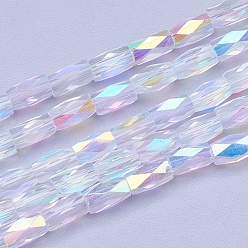 AB Color Plated Electroplate Transparent Glass Beads Strands, AB Color Plated, Faceted, Column, AB Color Plated, 5x3mm, Hole: 0.5mm, about 100pcs/strand, 19.4 inch
