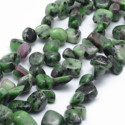 Rubis Zoïsite Rubis naturel en perles zoisite brins, puce, 11~22x8~11x4~10mm, Trou: 1mm, 15.3 pouce (39 cm)