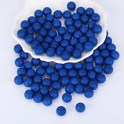Bleu Marine Perles focales rondes en silicone, perles à mâcher pour les jouets de dentition, Diy soins infirmiers colliers faisant, bleu marine, 15mm, Trou: 2mm