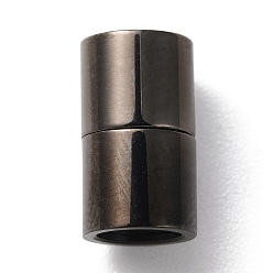 Gunmetal Ion Plating(IP)  303 Stainless Steel Magnetic Clasps with Glue-in Ends, Column, Gunmetal, 12x7x7mm, Hole: 5mm