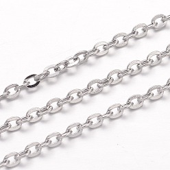 Stainless Steel Color 304 Stainless Steel Cable Chains, Soldered, with Spool, Flat Oval, for Jewelry Making, Stainless Steel Color, 4.5x3x0.6mm, about 65.61 Feet(20m)/roll