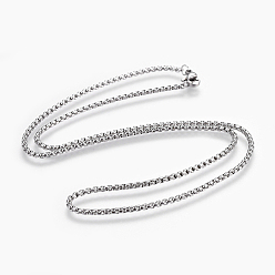 Stainless Steel Color 304 Stainless Steel Box chain Necklaces, with Lobster Claw Clasps, Stainless Steel Color, 18.4 inch(46.8cm), 2mm