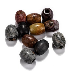 Piedra de Picasso Jaspe policromado natural/piedra picasso/jaspe picasso cuentas europeas, abalorios de grande agujero, barril, 15~17x12~13.5 mm, agujero: 4.5~5 mm