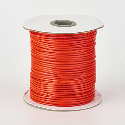 Rouge Orange Cordon en polyester ciré coréen écologique, rouge-orange, 1.5mm, environ 169.51~174.98 yards (155~160m)/rouleau