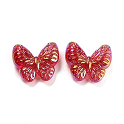 Red Acrylic Opaque Beads, AB Color, Butterfly, Red, 22x26x9.5mm, Hole: 1.8mm