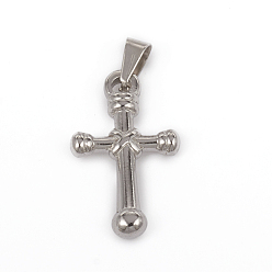 Stainless Steel Color 304 Stainless Steel Pendants, Cross, for Jewelry Making, Stainless Steel Color, 22x13x3.5mm, Hole: 4x3mm