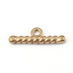 Golden Ion Plating(IP) 304 Stainless Steel Toggle Clasps Parts, Bar, Golden, 21x6.5x2.8mm, Hole: 2mm