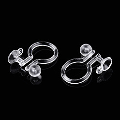 Clear Plastic Clip-on Earring Findings, with Loop, for Non-Pierced Ears, Clear, 11x9x3.5mm, Hole: 0.5mm, Fit For 3mm Rhinestone