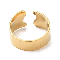 Chapado en Oro Real 18K Revestimiento de iones (ip) 304 anillo de puño abierto liso de acero inoxidable para mujer, real 18 k chapado en oro, tamaño de EE. UU. 8 1/2 (18.5 mm)
