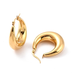 Золотой Вакуумное покрытие 304 массивные серьги-кольца из нержавеющей стали для женщин, золотые, 32x28x10 мм, штифты : 0.6 мм