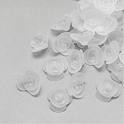 Clear Transparent Acrylic Beads, Frosted, Flower, Clear, 14.5x15x7mm, Hole: 1.5mm, about 1000pcs/500g