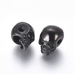 Gunmetal 304 Stainless Steel Beads, Skull, Gunmetal, 11x8x10mm, Hole: 2.5mm