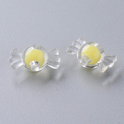 Yellow Transparent Acrylic Beads, Bead in Bead, Candy, Yellow, 9x17x8.5mm, Hole: 2mm, about 960pcs/500g