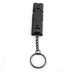 Electrophoresis Black 304 Stainless Steel Rectangle Tube Survival Whistles with Lanyard Keychain, Safety Whistle for Outdoor Hiking Hunting Fishing, Electrophoresis Black, 58x18mm