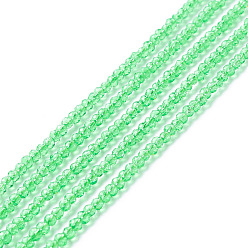 Spring Green Transparent Glass Beads Strands, Faceted, Round, Spring Green, 2mm, Hole: 0.6mm, about 182~201pcs/strand, 14.57~15.24 inch((37~38.7cm)