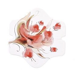 Fleur Cartes d'affichage de boucle d'oreille de bijoux en papier, cartes de support de collier de boucle d'oreille, hexagone, motif rose, 5x7.95x0.4 cm, trou: 7 mm et 11x6 mm et 1 mm