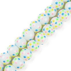 Coloré Main cahoteuses chalumeau perles brins, avec l'émail, ronde, colorées, 10~10.5mm, Trou: 1.8mm, Environ 37 pcs/chapelet, 13.39~13.58 pouce (34~34.5 cm)