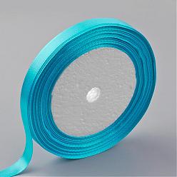 Deep Sky Blue Single Face Satin Ribbon, Polyester Ribbon, Deep Sky Blue, 2 inch(50mm), about 25yards/roll(22.86m/roll), 100yards/group(91.44m/group), 4rolls/group