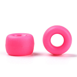 Camellia Opaque Plastic Beads, Frosted, Barrel, Camellia, 9x6mm, Hole: 3.8mm, about 1900pcs/500g