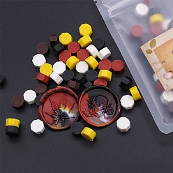 Black Sealing Wax Particles, for Retro Seal Stamp, Octagon, Black, 9mm, about 100pcs/bag