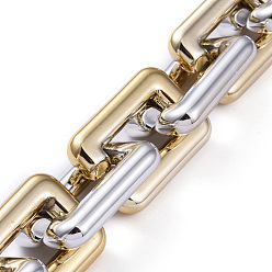 Platinum & Golden Handmade CCB Plastic Cable Chains, Platinum & Golden, Links: 30x19.5x6mm, 39.37 inch(1m)/strand