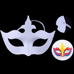 Crown Masque de mascarade bricolage non peint, masque en papier demi-visage uni blanc pour la décoration de fête, motif couronne, 130x190mm