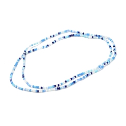 Blue Summer Jewelry Waist Beads, Body Chain, Faceted Glass Beaded Belly Chain, Bikini Jewelry for Woman Girl, Blue, 31-1/2 inch(80cm), Beads: 3x2.5mm